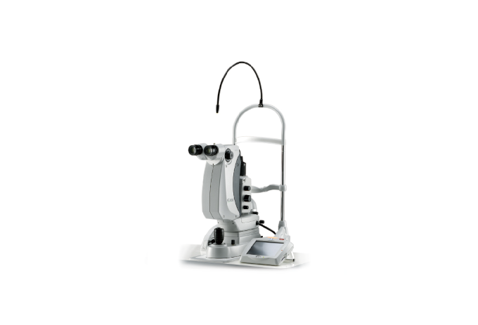 NIDEK Nd:YAG Laser YC-200, komplett mit Tisch und Zubehör